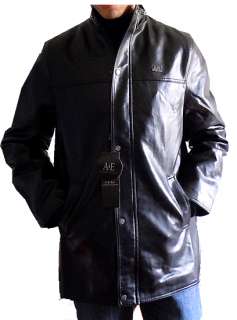 AE Emporio Fashion Italian Long Leather Jacket Made in Italy European 