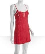 style #307292702 red jersey Rebecca dot print lace trim chemise