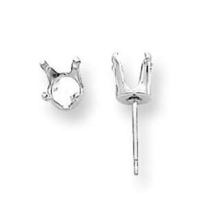   Sterling Silver 4 Prong Round Snap Earring Setting 9mm