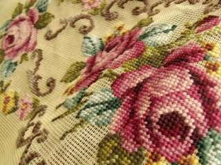   Needlepoint Canvas *Cottage SHABBY PINK Roses* Bench Cover Rug  