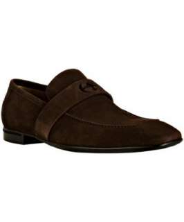 Gucci brown suede GG cutout strap loafers  