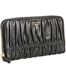 Prada black gaufre leather shirred continental wallet   up to 