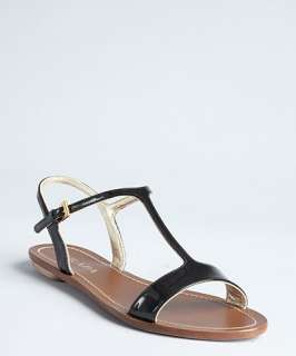 Prada black patent leather flat sandals