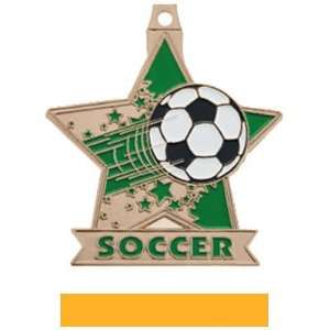   Star Custom Soccer Medal M 715S BRONZE MEDAL/YELLOW RIBBON 2.5 STAR