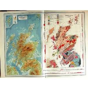 Map Scotland 1912 Bathy Orographical Geological