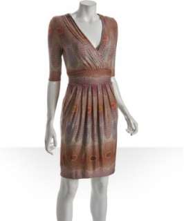 Envi grey jersey sunburst print v neck dress  