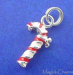 Sterling Enamel CANDY CANE CHRISTMAS 3D Small Charm  