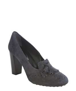 Tods shadow suede fringed loafer pumps  