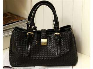 Fashion Womans Black PU Leather Handbag Totes Shoulder Bag Free 