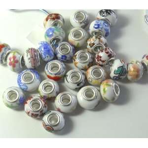  Large Hole,beads Porcelain Silver plated Brass Grommet 