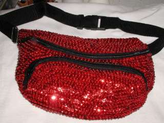 GLITTERING RED SEQUIN FANNYPACK HAT SOCIETY PURSE CHRISTMAS GIFT WAIST 