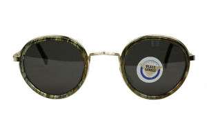 Vintage Retro Glass Round Lens Steampunk Gold/Olive Hippie Sun Glasses 