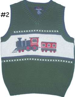  green with tan sleeveless sweater vest train on front 100 % cotton