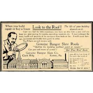  1907 Ad Genuine Bangor Slate Roofs Easton Pennsylvania 