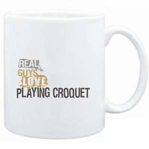   Mug White  Real guys love playing Croquet  Sports