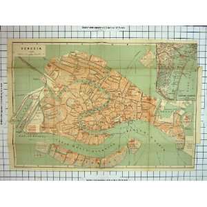  Antique Map Italy Street Plan Venezia Lagune Venete
