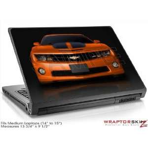  Medium Laptop Skin 2010 Chevy Camaro Orange Black Stripes 