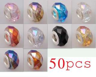 50pcs AB/Plated Crystal Glass Beads Fits Bracelet ZH05  