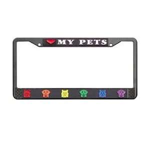  Love My Pet Metal Rainbow License Plate Frame  Size PAWS 