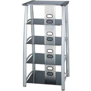  LSI Furniture Silver and Chrome 5 Tier TV Stereo Tower 