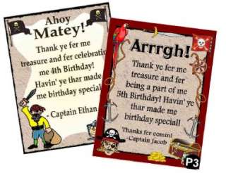 12 PIRATE BIRTHDAY PARTY THANK YOU CARDS w/envelopes  
