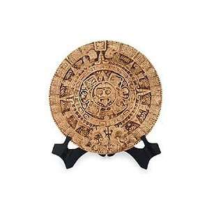  Ceramic plaque, Aztec Calendar in Silver