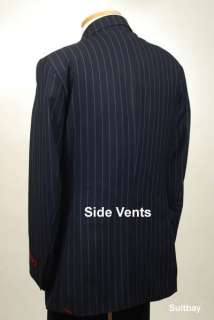 48L Suit STEVE HARVEY Dark Blue Stripe Mens Suits 48 Long   H64  
