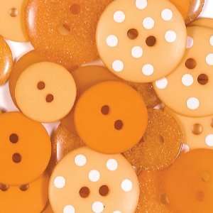  Monochromatic Button Assortment 24/Pkg Tangerine