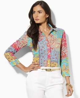 Lauren by Ralph Lauren Petite Shirt, Priya Three Quarter Sleeve 