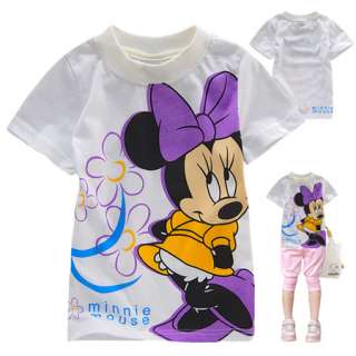 Baby Toddler Girls Minnie Mouse Short Sleeve T shirt 2 8 years C6101 