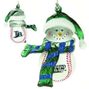 Pack of 4 MLB Tampa Bay Rays Baseball Snowman Christmas Ornaments 2.75 