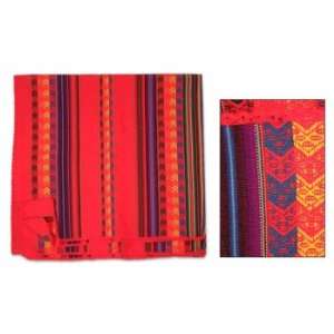  Cotton throw, Red Inca Masks (rectangular)