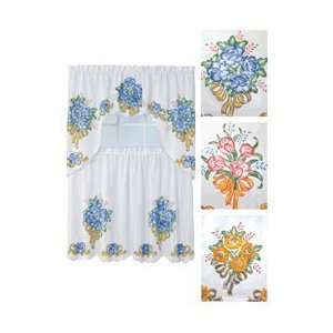 Floral Kitchen Curtain Set   29W x 24L Tier Set 