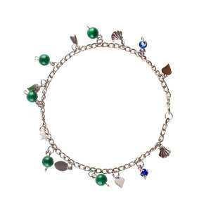    Evil Eye Lucky Charms Stainless Steel Anklet   Green Jewelry