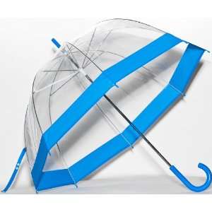   Clear See Through Dome Bubble Umbrella With Blue Trim 