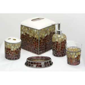  Smoke Amethyst and Sand Mosaic Glass 5 Piece Bathroom Set 