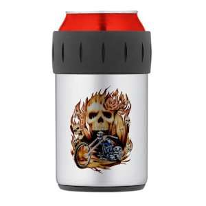  Thermos Can Cooler Koozie Biker Skull Flames Rose and 