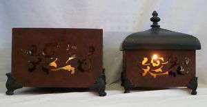 Metal Pagoda Patio, Deck Lamp Lantern & Garden Box Set  