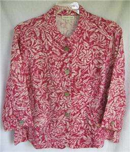 Coldwater Creek Silky Soft Raspberry Slub Floral Jacket  