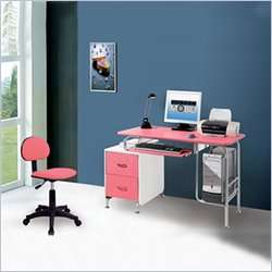 TECHNI MOBILI Wood Pink & White Computer Desk 858108003535  