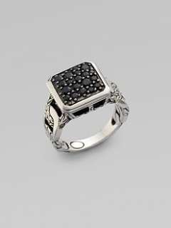 John Hardy   Black Sapphire & Sterling Silver Small Square Ring