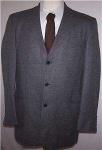   CHARCOAL 100% PURE WOOL TWEED 3b sport coat jacket suit blazer men