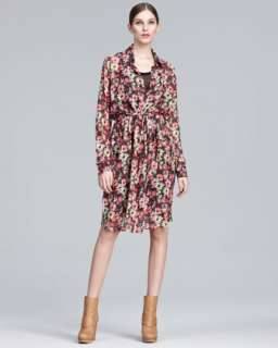 Spread Collar Silk Shirtdress  