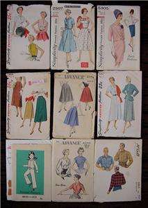 WOW 9 VINTAGE SEWING PATTERNS   ALL COMPLETE AND  TOO 