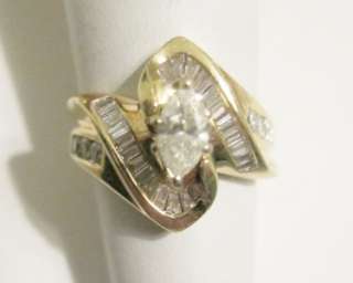   75CT 14K GOLD MARQUISE & BAGUETTE DIAMOND RING SZ 5 signed ADL  