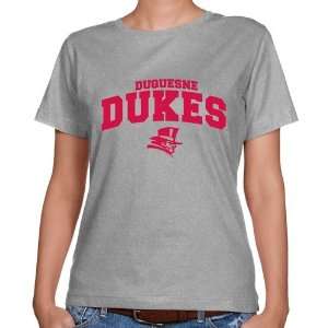  NCAA Duquesne Dukes Ladies Ash Logo Arch Classic Fit T 