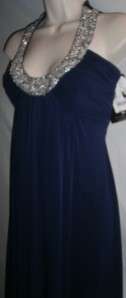 JS Boutique Gown Dress Sz 4 NWT Beaded Navy Blue $198  