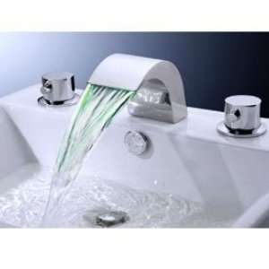 Double Handle LED Waterfall Contemporary Widespread Bathroom Sink 