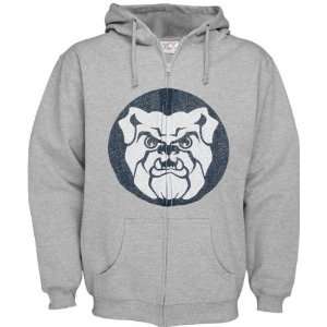  Butler Bulldogs Grey Distressed Mascot Full Zip Hooded 