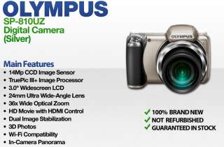 Olympus SP 810UZ (Silver) 14MP 36X Zoom 3LCD Digital Camera 